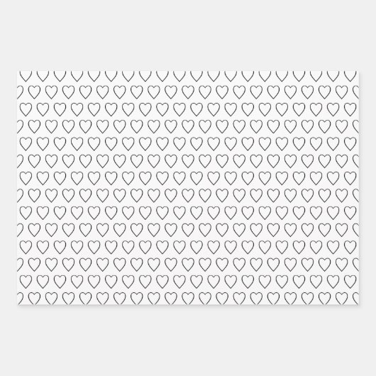 Feuille De Papier Cadeau Simple moderne noir et blanc coeurs motif mignon (Devant 3)
