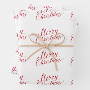 Feuille De Papier Cadeau Simple moderne Rouge Script élégant Noël