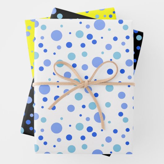Feuille De Papier Cadeau Simple moderne Sky Blue Ocean Blue Pois (En situation)