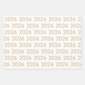 Feuille De Papier Cadeau Simple Motif 2026 Toute année Or Blanc Noir (Devant)
