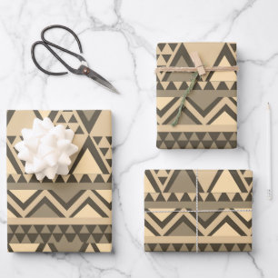 Feuille De Papier Cadeau Simple Motif d'art tribal Brown