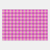 Feuille De Papier Cadeau Simple Noël Plat Rouge Et Rose À damiers (Devant)