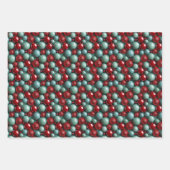 Feuille De Papier Cadeau Simple Noël sans couture Ornement rouge et vert (Devant 3)