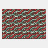 Feuille De Papier Cadeau Simple Noël sans couture Ornement rouge et vert (Devant)