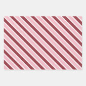 Feuille De Papier Cadeau Simple Pink Burgundy Stripes Christmas (Devant 3)