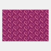 Feuille De Papier Cadeau Simple Pink Red Hearts (Devant)