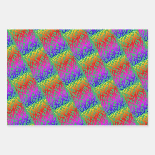 Feuille De Papier Cadeau Simple Scribble | Arrière - plans roses, verts, ja (Devant 2)