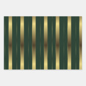 Feuille De Papier Cadeau Simples Grandes Géométriques Or Et Vert Émeraude (Devant)