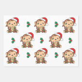Feuille De Papier Cadeau Singe Noël Hiver Animaux Vacances Singes (Devant 2)
