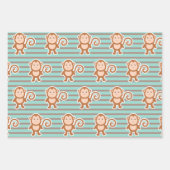Feuille De Papier Cadeau Singe Stripes Joyeux Anniversaire (Devant 3)