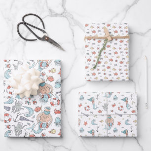 Feuille De Papier Cadeau Sirène lunaire