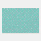 Feuille De Papier Cadeau Sirène rose à la menthe d'argent Aqua (Devant 2)