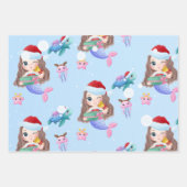 Feuille De Papier Cadeau Sirène sous la mer Noël (Devant)