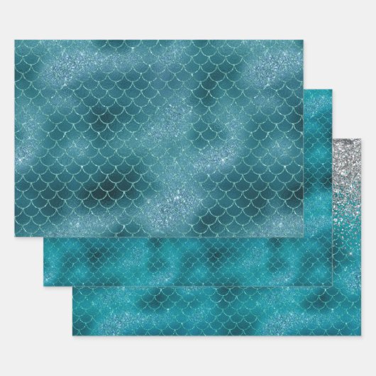 Feuille De Papier Cadeau Sirène Turquoise (Lot)