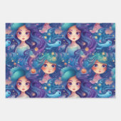 Feuille De Papier Cadeau Sirènes bleues (Devant 3)