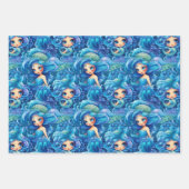 Feuille De Papier Cadeau Sirènes bleues (Devant 2)