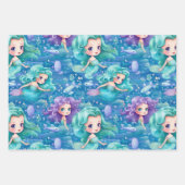 Feuille De Papier Cadeau Sirènes bleues (Devant)