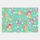 Feuille De Papier Cadeau Sirènes sarcelle (Devant 3)