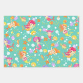 Feuille De Papier Cadeau Sirènes Turquoises (Devant 2)