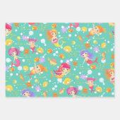 Feuille De Papier Cadeau Sirènes Turquoises (Devant)