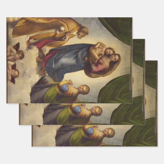 Feuille De Papier Cadeau Sistine Madonna de Raphaël (Lot)