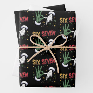 Feuille De Papier Cadeau Six Seven Meme Drôle Moyen Type Noël Viral 6 7 