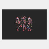 Feuille De Papier Cadeau Skeleton Christmas Dancing Skeleton Lights Joyeux (Devant)