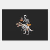 Feuille De Papier Cadeau Skeleton équitation maman Dinosaur T rex Halloween (Devant)