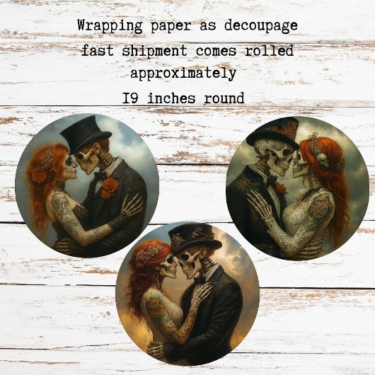 Feuille De Papier Cadeau Skeleton Wedding Couple Decoupage Paper  