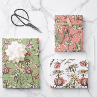 Feuille De Papier Cadeau Sketchy Floral Toutes Occasion Cadeau