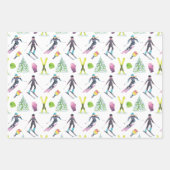 Feuille De Papier Cadeau Ski aquarelle (Devant)