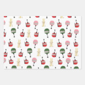 Feuille De Papier Cadeau Ski d'hiver Gondola retro blanc (Devant)