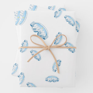 Feuille De Papier Cadeau Ski Goggles avec réflexion de montagne