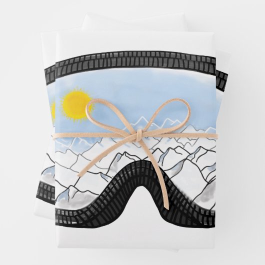 Feuille De Papier Cadeau Ski Goggles Mountain View Illustration (En situation)