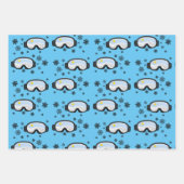 Feuille De Papier Cadeau Ski Goggs Mountain View Fluts de neige Bleu (Devant 3)