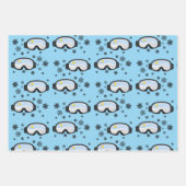 Feuille De Papier Cadeau Ski Goggs Mountain View Fluts de neige Bleu (Devant)