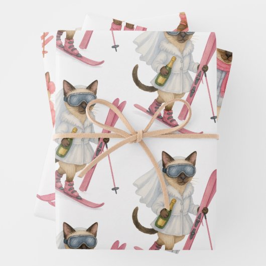 Feuille De Papier Cadeau Ski pour la mariée sur la pente (En situation)