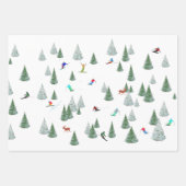 Feuille De Papier Cadeau Skiers Downhill Skiing Illustration  (Devant)