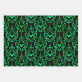 Feuille De Papier Cadeau Skull Halloween Damask in Purple, Orange, Green (Devant 3)