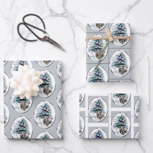 Feuille De Papier Cadeau Skye Terrier Noël (Recto)