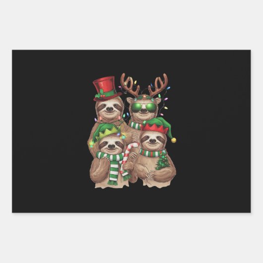 Feuille De Papier Cadeau Sloth Christmas Joyeux Slothmas Sloth Lover Cadeau (Devant)