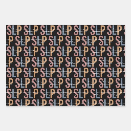 Feuille De Papier Cadeau SLP Voix Pathologiste Motif rétro (Devant 3)