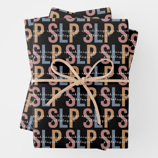Feuille De Papier Cadeau SLP Voix Pathologiste Motif rétro (En situation)
