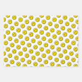 Feuille De Papier Cadeau Smile Face Emojis Joyeux Polka Jaune Point Amusant (Devant 3)