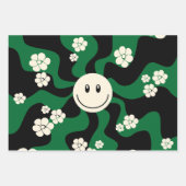 Feuille De Papier Cadeau Smile - Vert, Crème et Noir (Devant)