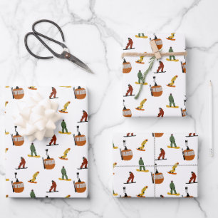 Feuille De Papier Cadeau Snowboard moderne