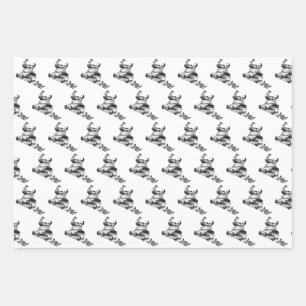 Feuille De Papier Cadeau Snowboardeur en Camouflage Grey