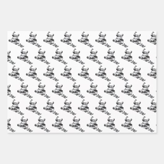 Feuille De Papier Cadeau Snowboardeur en Camouflage Grey (Devant)