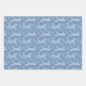 Feuille De Papier Cadeau Snowflake Avion en bleu -  (Devant)