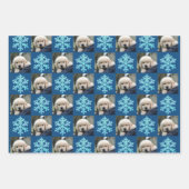 Feuille De Papier Cadeau Snowflake Blue Opal Noël 2 Typographie photo (Devant)